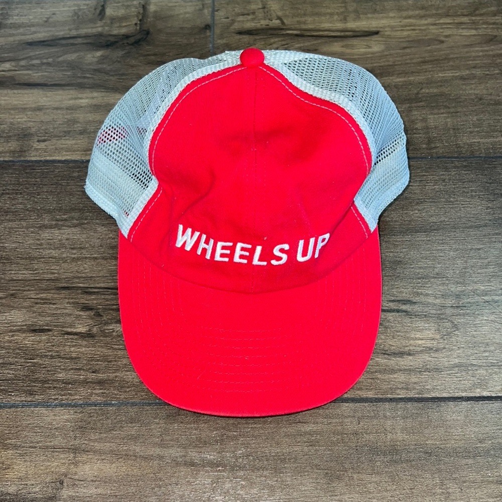 Wheels Up Red Trucker Hat Baseball Cap Adjustable